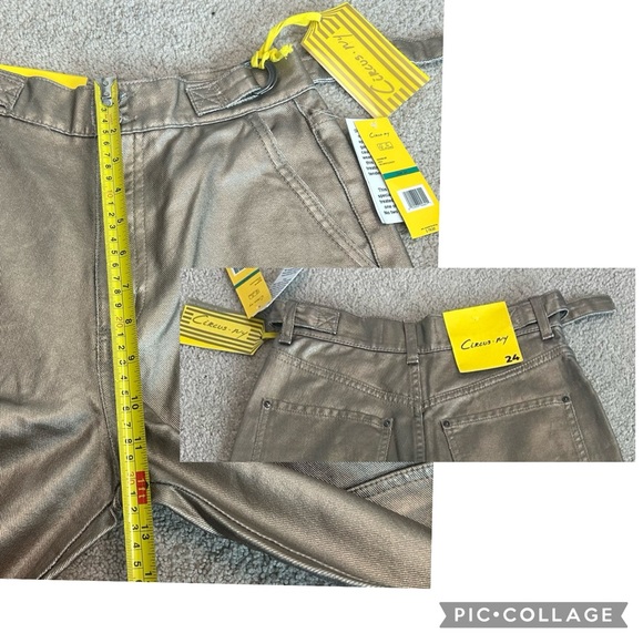 Circus NY metallic gold foil High Rise Slouchy Cargo Denim Jean pants NWT - Picture 14 of 16